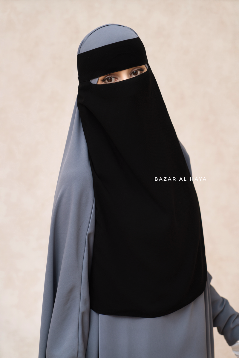 Black Single Niqab - Super Breathable Veil - Large & Medium