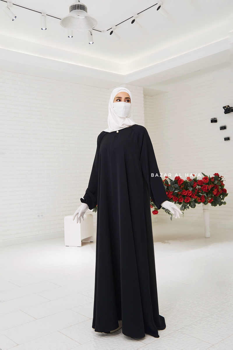 Black Salam 2 Abaya - Comfy Style Front Zipper - Nida