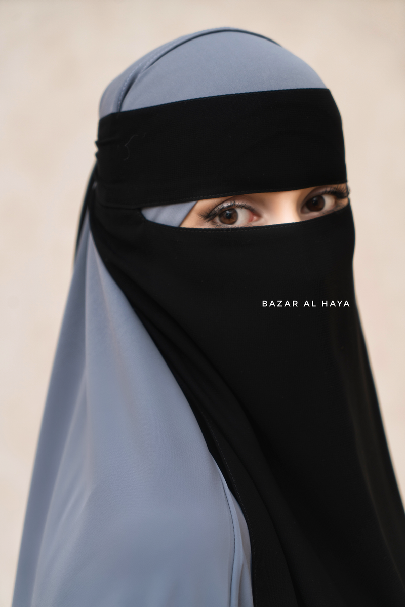 Black Single Niqab - Super Breathable Veil - Large & Medium