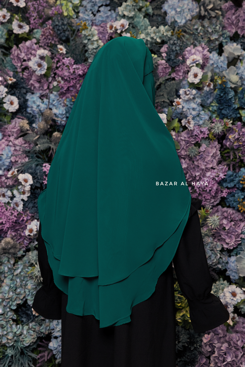 Emerald Two Layer Flap Niqab - Premium Wool Chiffon - Medium