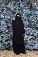 Ibadah Black Two-piece Jilbab with Skirt, Haj, Umrah Garment & Prayer Set