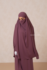 Yasmin Grape Two Piece Jilbab, Dress & Khimar - Long & Loose Style, Light Soft Breathable Fabric