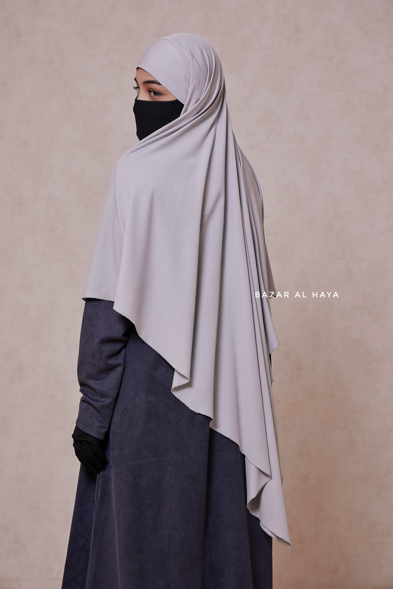 Silver Eliza Long Triangle Diamond Khimar - Soft Cotton