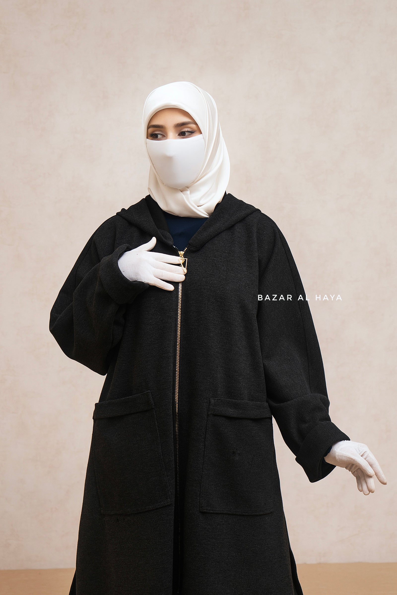 Black Kinza Warm Hooded Poncho Overcoat - Comfy Oversized- Premium