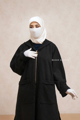 Black Kinza Warm Hooded Poncho Overcoat - Comfy Oversized- Premium Wool