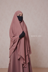 Pari Taupe Rose Two Layered Maxi Diamond Khimar - Crepe Chiffon