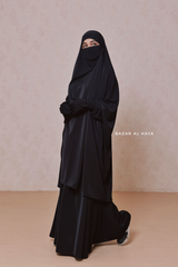 Hoor Two Piece  Black Jilbab With Skirt- Long & Loose