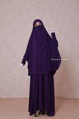 Purple Yasmin Two Piece Jilbab With Dress & Khimar - Loose Style & Light Soft Breathable