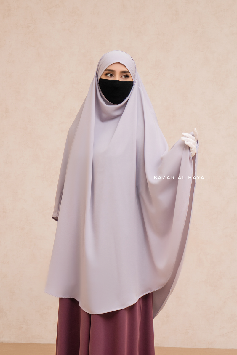 Marwad Maxi Round Diamond Khimar In Silver - Crepe, Cotton Extra Long