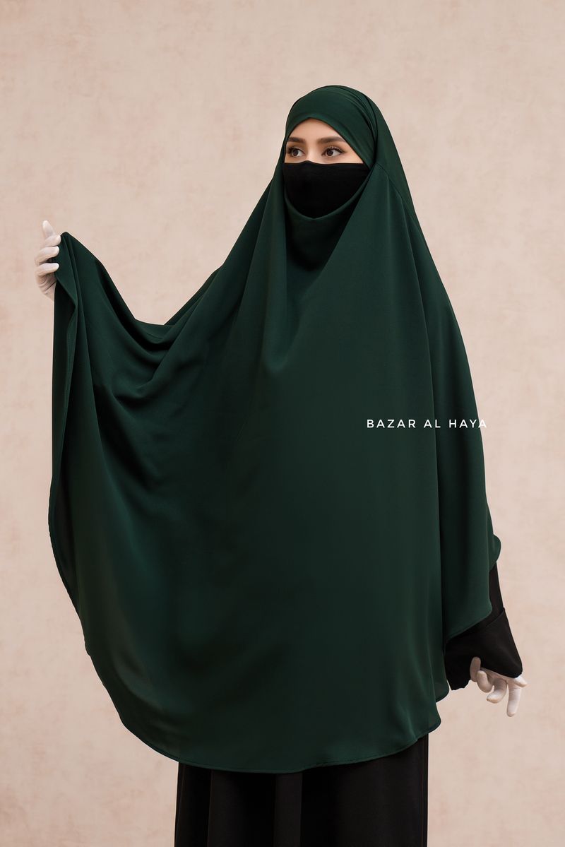 Marwad Maxi Round Diamond Khimar In Emerald - Crepe, Cotton Extra Long