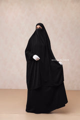 Black  Hoor - Two Piece Jilbab With Skirt Set- Nida