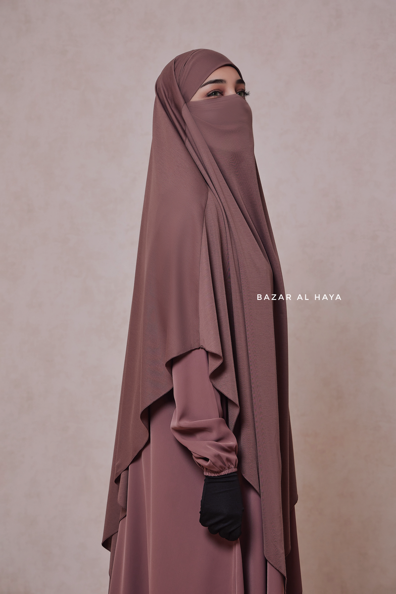 Coffee Eliza Long Triangle Diamond Khimar - Soft Cotton