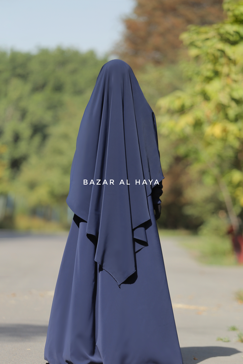 Dark Blue Salam Abaya & Mubarak Khimar Two Piece Set - Nidha