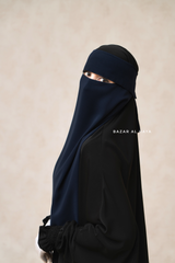 Dark Blue Flap Single Niqab - Super Breathable Veil - Medium & Large