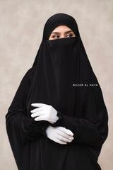 Black  Hoor - Two Piece Jilbab With Skirt Set- Nida