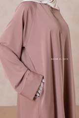 Dusty Rose Madina Abaya - Soft Relaxed Fit - Mediumweight Silk Crepe