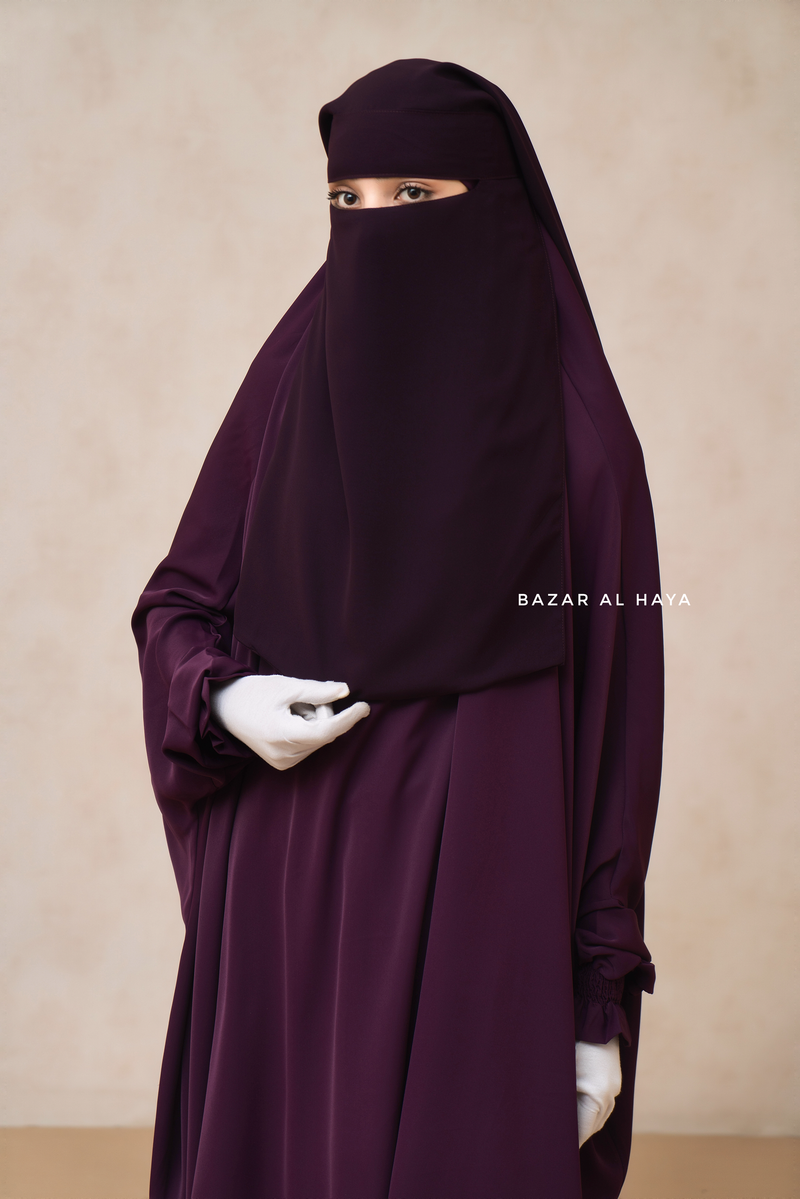 Purple Two Layer Niqab - Wide - Super Breathable Veil