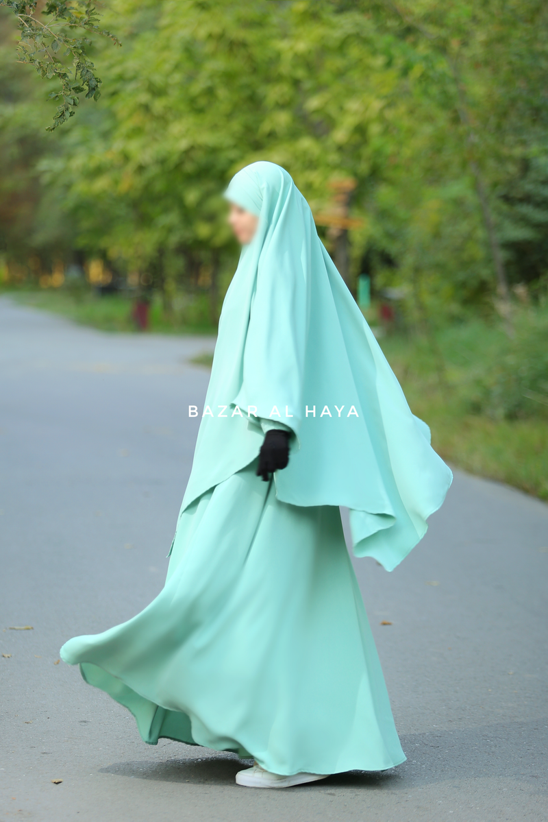 Mint Salam 2 Abaya & Mubarak Khimar Extra Long Set - Nida