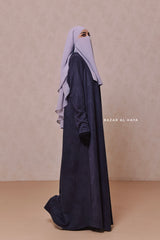 Naval Yamina Front & Sleeve Zipper Abaya Dress With Side Pockets - Textured Suede