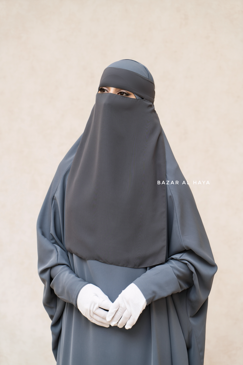 Grey Single Layer Niqab - Super Breathable & Comfy