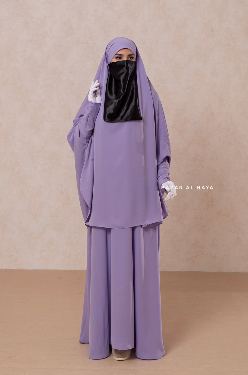 Yasmin Lilac Two Piece Jilbab With Dress & Khimar - Long & Loose Style, Light Soft Breathable Fabric