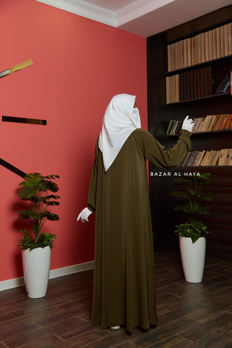 Salam Olive Abaya - Flowy & Relaxed Fit