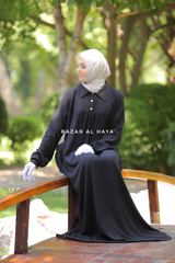 Layla Black Abaya Dress - 100% Cotton Summer Relaxed Fit Dress With Pockets