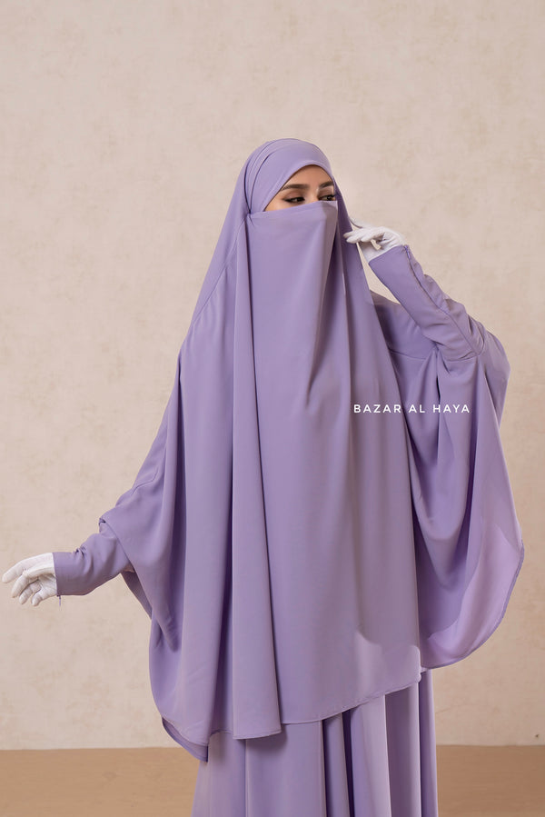 Yasmin Lilac Two Piece Jilbab With Dress & Khimar - Long & Loose Style, Light Soft Breathable Fabric
