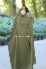 Olive Sarah One Piece Jilbab - Zipper Sleeves - Silk Crepe