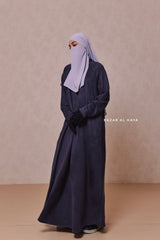 Naval Yamina Front & Sleeve Zipper Abaya Dress With Side Pockets - Textured Suede