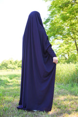 Sarah One Piece Purple Jilbab - Zipper Sleeves - Silk Crepe