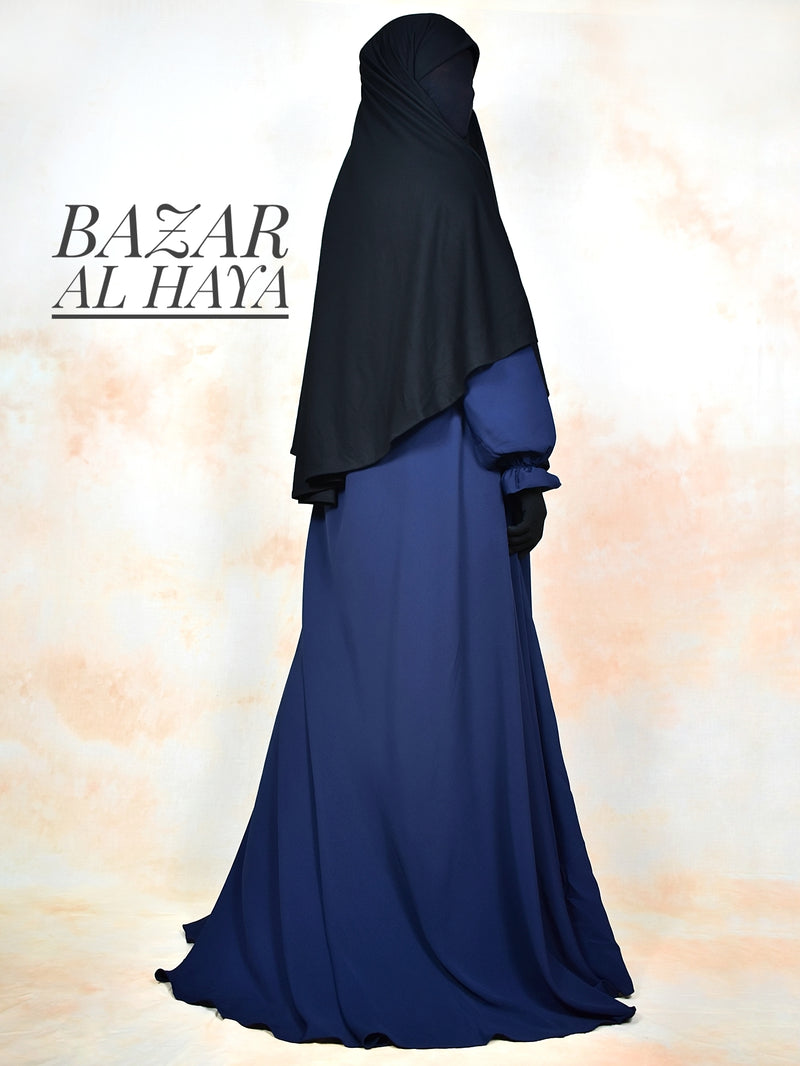 Navy Salam Abaya - Loose & Wide Bottom