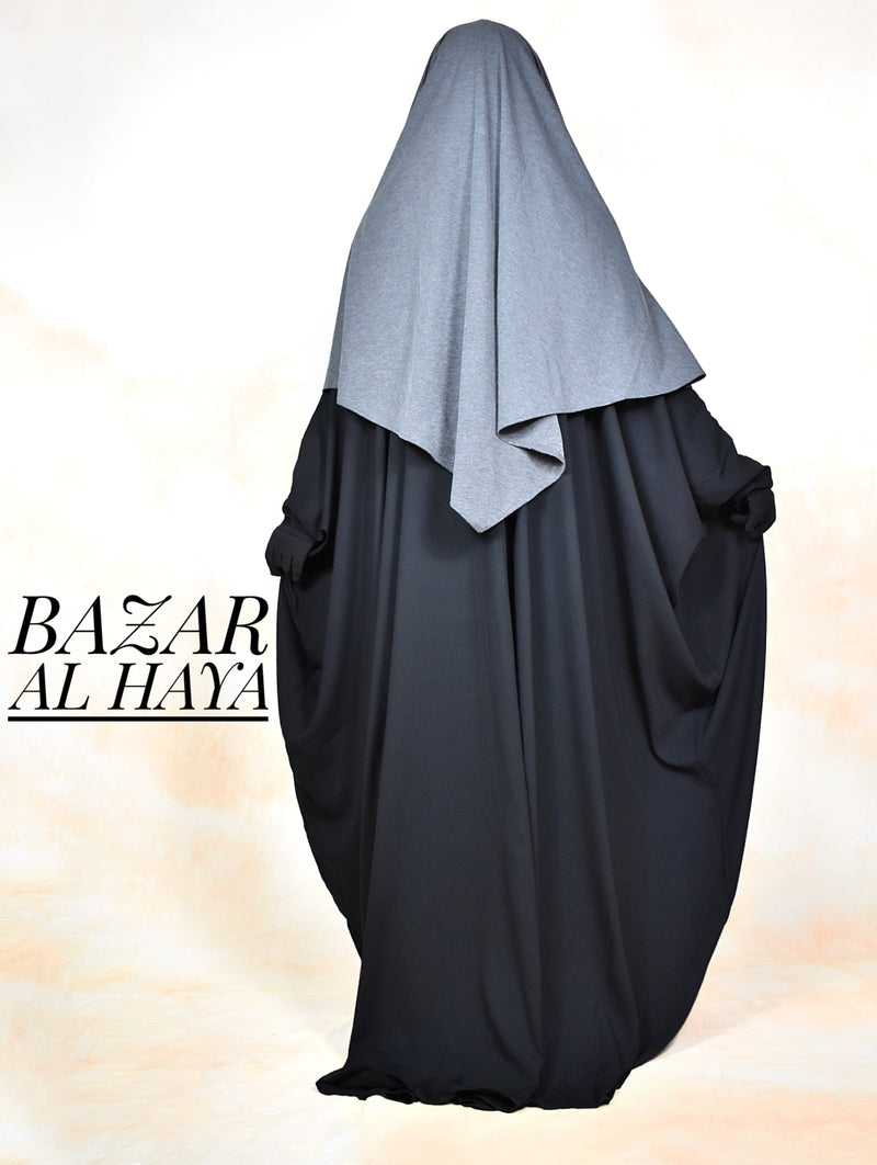 Black Faraasha Butterfly Wide Abaya - Silk Crepe