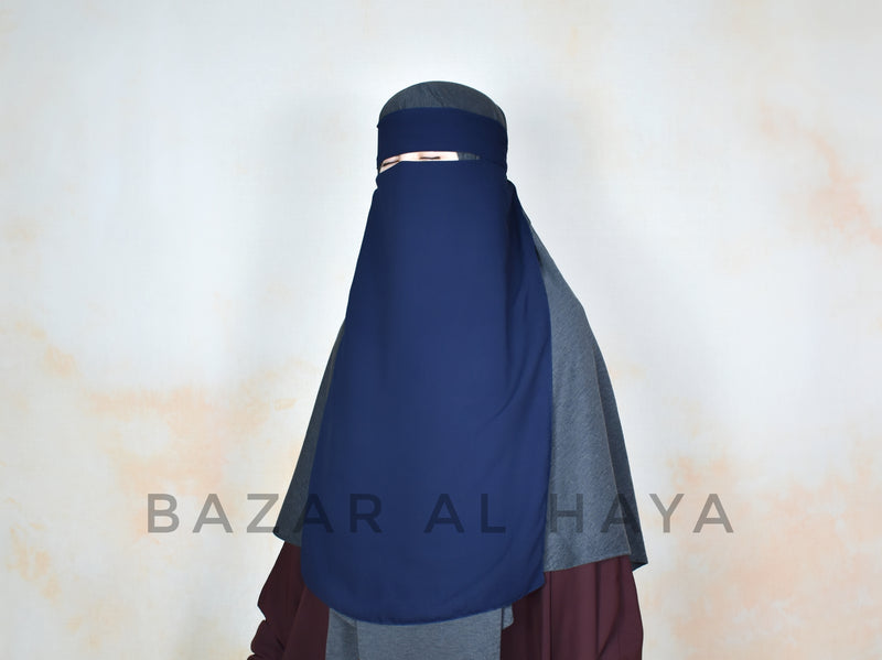 Dark Blue Single Layer Niqab - Extremely Breathable - Premium