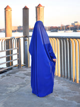 Sarah One Piece Royal Blue Jilbab - Zipper Sleeves - Silk Crepe