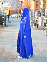 Sarah One Piece Royal Blue Jilbab - Zipper Sleeves - Silk Crepe