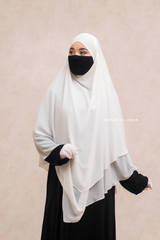 Pari Ivory Two Layered Maxi Diamond Khimar - Crepe Chiffon