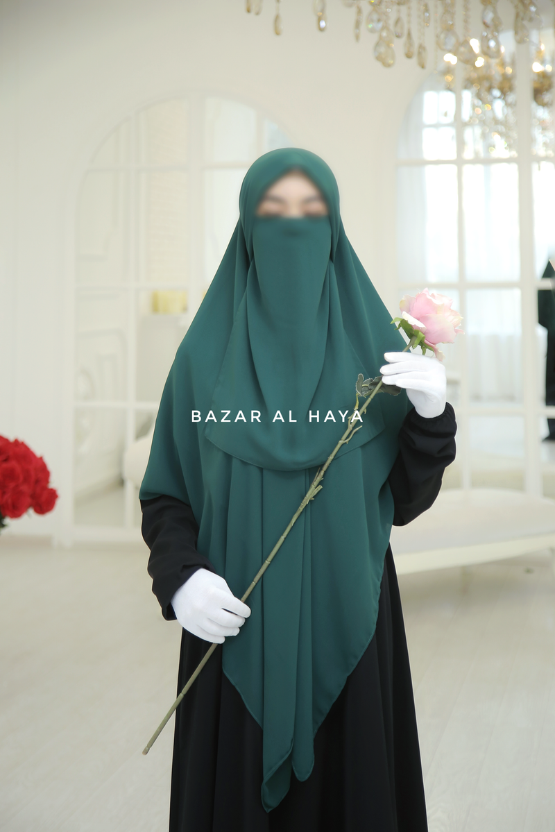 Emerald Square Scarf With Half Niqab Set - Super Breathable