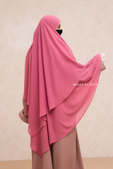 Pink Pari Two Layered Maxi Diamond Khimar - Crepe Chiffon