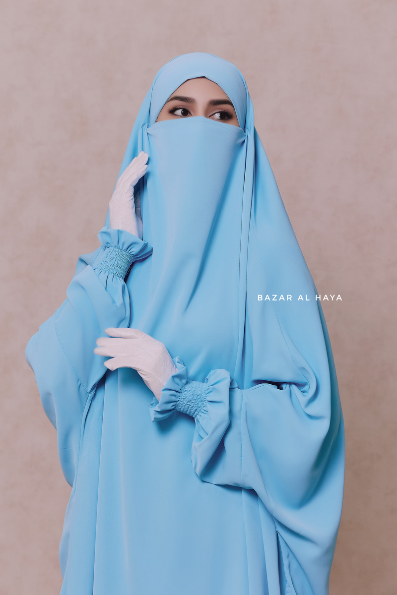 Baby Blue Hoor - Two Piece Jilbab With Skirt- Long & Loose