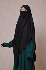 Black Eliza Long Triangle Diamond Khimar - Soft Cotton