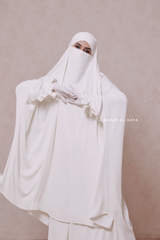 Ivory Jahida Two Piece Jilbab With Loose Pants Set - Skirt-Style Shalwar