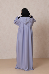 Kalina Lilac Hooded Abaya Dress With Pockets - Soft Crepe Cotton