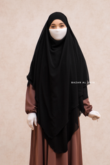 Black Pari Two Layered Diamond Khimar - Crepe Chiffon