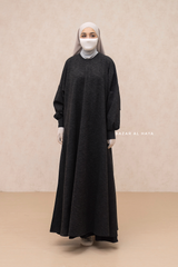 Charcoal Basimah Classic Design Warm Abaya Coat - Premium Wool