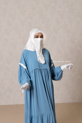 Mubina Sky Blue Tiered Abaya Dress - Loose & Wide In Nidha