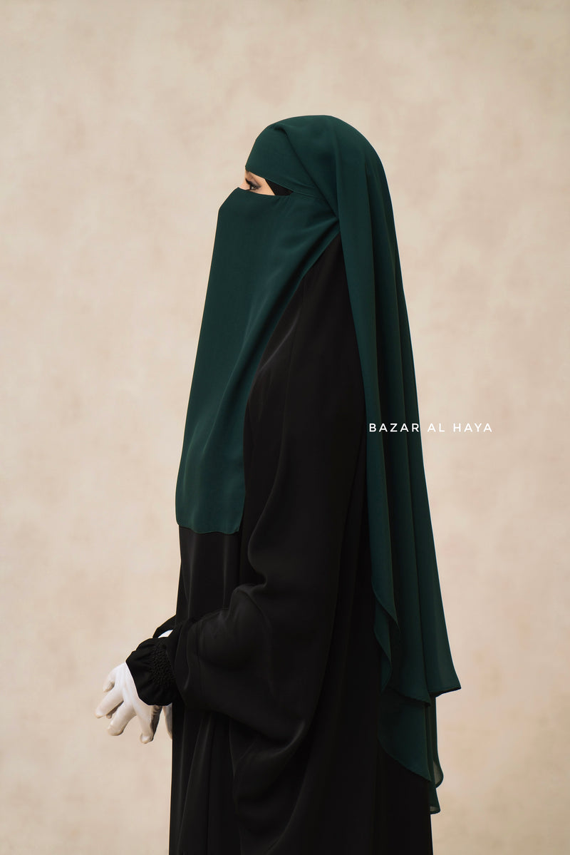 Emerald Two Layer Niqab - Premium Wool Chiffon - Medium