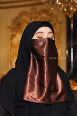 Chocolate Satin Single Half Niqab - Elegant & Modest Veil