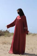 Maroon Madina Abaya - Soft Relaxed Fit - Mediumweight Silk Crepe