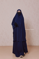 Dark Blue Hoor - Two Piece Jilbab With Skirt - Long & Loose